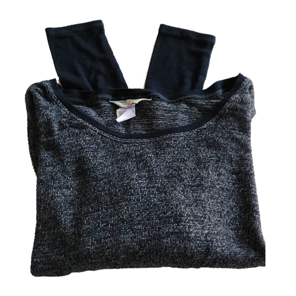 Hard Tail Forever Navy Crop Crew Top Size M